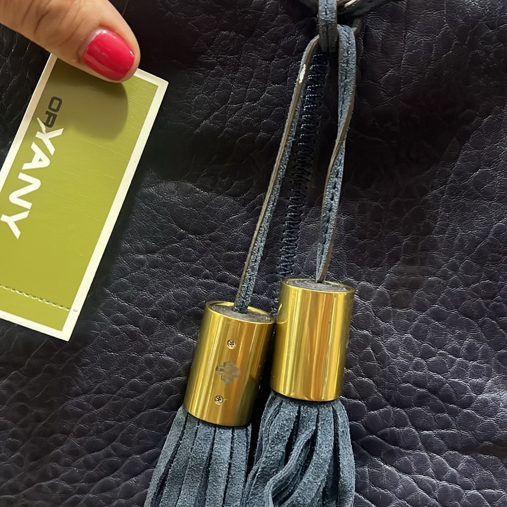 orYANY Navy Leather and Suede Satchel NWT - Picture 2 of 9